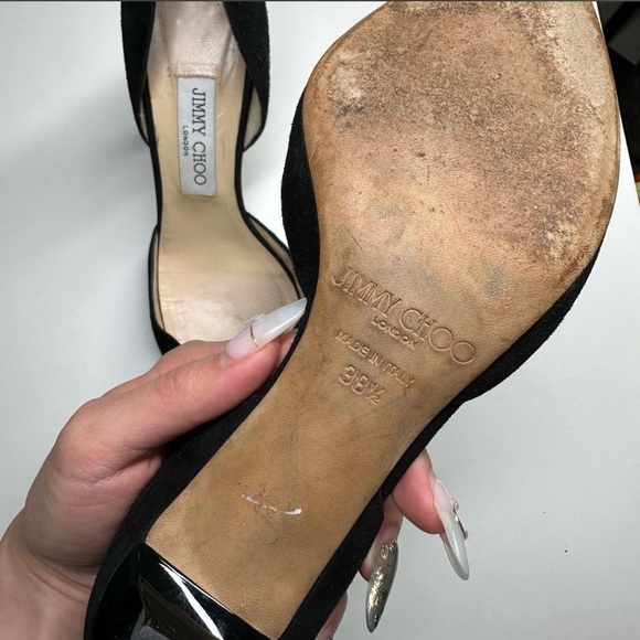 Jimmy Choo Black Suede D'Orsay Pointed Toe Pumps - Picture 3 of 4